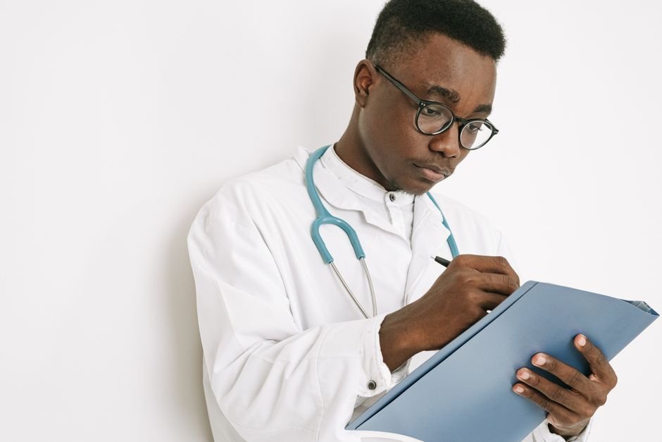 Medical records and charts in a folder