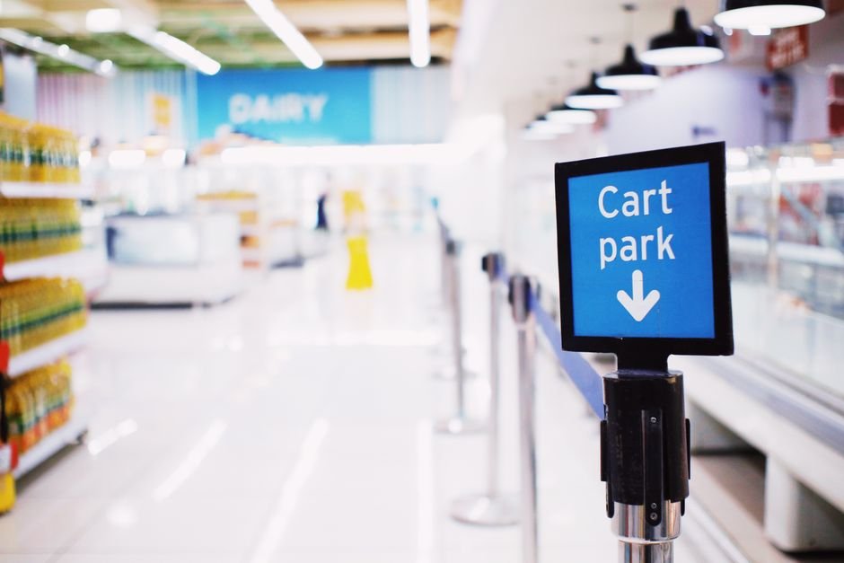 Store aisle with a polished floor surface